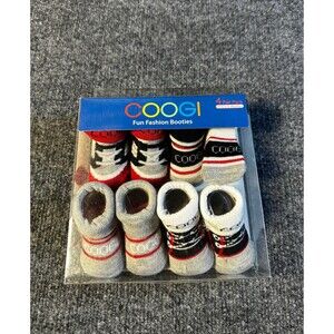 COOGI 4-Pack Baby Booties (0-12 Months) (Vintage Fashion) Exclusive Elastic NEW